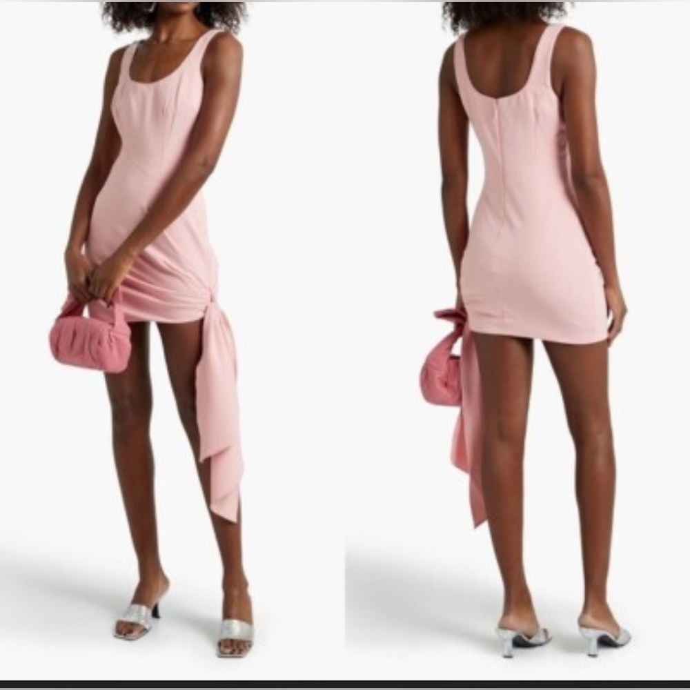 Cinq A Sept Sharon Knotted Crepe Mini Dress, Pink, 4 - Picture 2 of 13